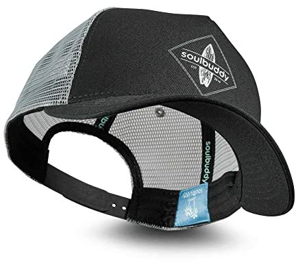 Soulbuddy Trucker Cap Herren – Trucker Cap Damen – Basecap Herren – Kappe Herren – Baseball Caps für Herren – Herren Geschenke – One Size – Schwarz-Grau