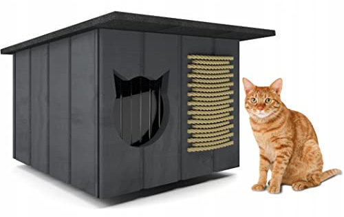 Katzenhaus Katzenhütte Outdoor Katzenhöhle Katze Hund Winterhaus Isoliertes Verdeck Kratzbaum 32x56cm (Grau)