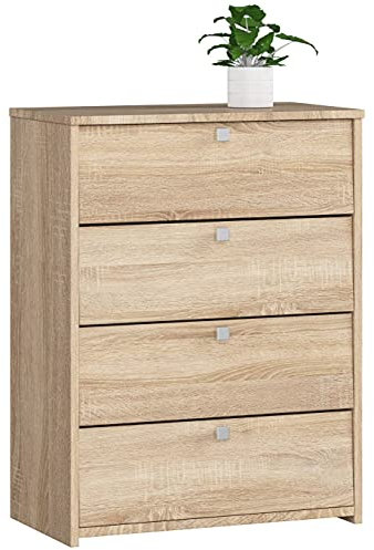3E 3xE living.com 3xEliving Schuhschrank Deanna 1, Schuhkipper, Schuhregal für Flur mit 4 Klappen in Sonoma Eiche