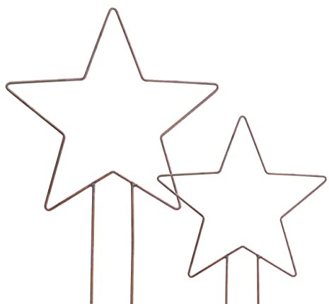 Metall Gartenstecker Rost Stern 2er Set - 81/63 cm - Weihnachts Gartendeko mit Erdspieß - Balkon Terrasse Garten Deko Weihnachten Advent Winter Herbst