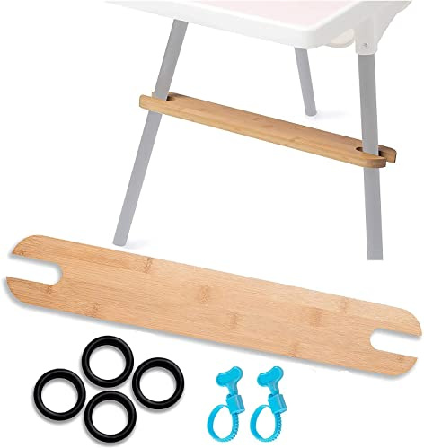Hochstuhl-Fußstütze, Rutschfest, Verstellbar, Baby-Hochstuhl-Zubehör mit Gummiringen für Kleinkinder beim Füttern, IKEA Antilop-Sitz-Fußstützen-Zubehör, Braun, 12-36 Monate, Bambus