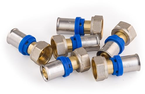 Racor recto hembra Ø16 tuerca libre 1/2' multicapa a prensar (x6) | Conexión resistente y duradera | Ideal para instalaciones de fontanería | Fácil instalación y ajuste seguro | QUICK PLOMBERIE