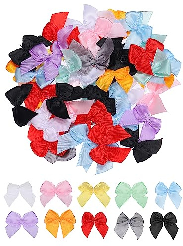sourcing map 100 Stück Mini Satinband Schleifen 2,5cm Stoff Satinschleife Blume Bögen Ribbon Mini Band Bowtie für Handwerk Basteln Nähen Harre Hochzeit Geburtstag Party Mischfarbe
