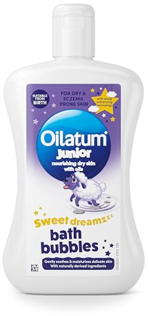 Oilatum Junior Sweet Dreamz Bath Bubbles, For Dry, Sensitive & Eczema-Prone Skin, Soothes Hydrates and Protects Skin, For Everyday use on Babies and Children, Dermatologist Recommended, 1 x 300ml