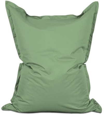 Lumaland Pouf géant XXL 140 x 180 cm | Coussin de couchage imperméable pour l'intérieur et l'extérieur avec plus de 3 millions de perles EPS adaptatives | Bean Bag avec housse lavable [Vert pastel]