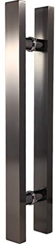 Kamnik Scheunentür-Schiebetürgriff, schwarz gebürsteter Edelstahl-Glastürgriff/Hotel-Push-Pull-Türgriff/Haustürgriff aus Holz, 5 Längen (Größe: Länge 1200 mm)
