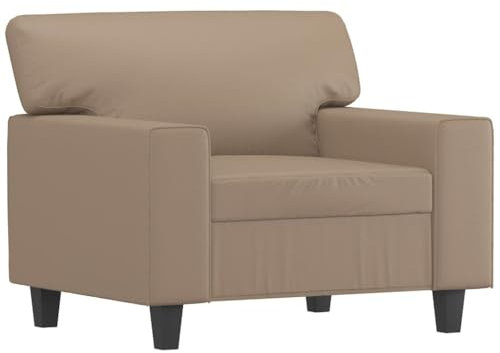 vidaXL Sillón, Asiento con Reposabrazos Respaldo, Sillón de Descanso Relax Televisión, Sofá Tapizado para Salón, Cuero Sintético Color Capuchino