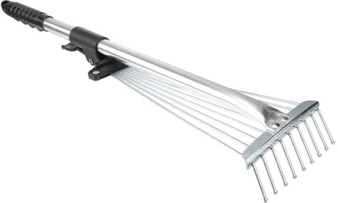 Kisangel Gartenrechen Zähnen Laubrechen Für Verstellbarem Griff Aus Aluminiumlegierung Zum Entfernen Von Laub Und Gras