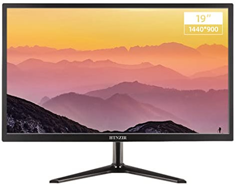 HTNZIR 19 Inch PC Screen Computer Monitor, VESA, 60Hz, 1440x900 Business Display with HDMI and VGA Ports, Dual Built-in Speakers, 170° Wide Viewing Angle LED Desktop Monitor, Black