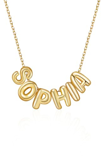 Bubble Letter Halskette für Frauen, benutzerdefinierte Buchstaben Halskette Customized Name Halskette 18k vergoldet Name Anhänger Halskette Alphabet Initialen Halsketten für Teenager Mädchen