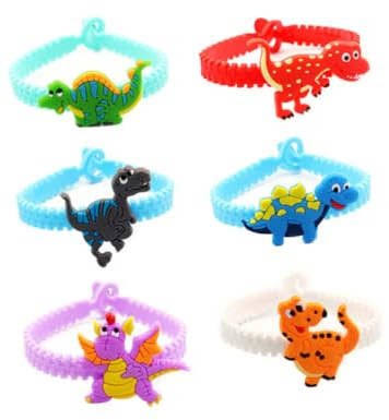 BRIGHTFUFU 12st Färgglada Dinosaurie Pvc Armband För Pojke Flicka Roliga Handringar till Och Vattentåliga Armband För Halloween Och Fyllningar i Godispåsar