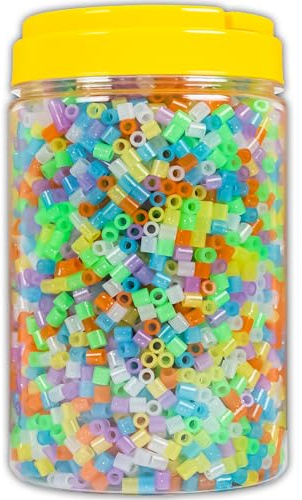 La Manuli Bügelperlen - 5000 Stück im Dose, Midi Größe 5mm, inklusive 2 Pinzetten, Steckperlen, Nachfüllset Bastelperlen Mit jeder Marke Beads kompatibel