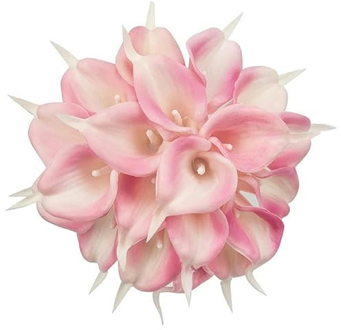 ZFISH Stück Künstliche, echte Calla-Lilien, Blumen, Pflanze, Zuhause, Hotel, Hochzeit, Garten, Dekoration, Pu-Schaum, gefälschter weißer Lotus, Fotografie-Requisite, Rosa, 5 Stück