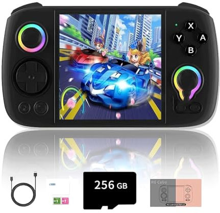 NULA RG Cube Retro Handheld Game Console, Built in 8000+Games 8+128G+256G with RGB Lighting, 3.95-inch IPS Screen Android Arcade Unisoc T820 processor, Support Bluetooth WIFI Battle