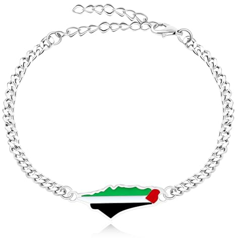 Uloveido Vivaday Save Gaza Chain Bracelets | Peace Letter Gaza Flag Support Freedom for Palestinians Arabic Bracelets for Men, Women | YA5031