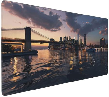 Gaming Mauspad XXL Stadt Mousepad 800x400x4mm Landschaft Verlängertes Mauspad Schreibtischauflage,Genähte Kanten Mauspad,Verbessert Präzision Geschwindigkeit Wasserdicht Geeignet für Büro und Spiele