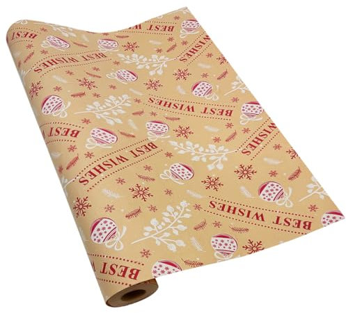 Große Geschenkpapierrolle: 76 cm x 15 m, recycelbares Weihnachts-Geschenkpapier mit Schneeflocken-Aufdruck für Weihnachts-, Geburtstags-, Hochzeits- und Festgeschenkdekorationen