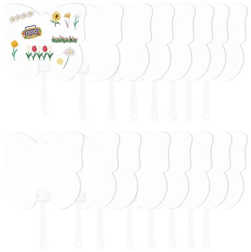 GORGECRAFT 16pz Ventagli di Carta Bianchi Ventagli Portatili Ventagli Fai da Te Vuoti Ventaglio di Pittura A Forma di Farfalla Ornamento Portatile con Manico in Plastica per Feste di Matrimonio