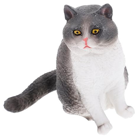 FONDOTIN Plastik-katzenstatue Für Garten Dekoration Niedliche Graue Us-kurzhaar-katzenfigur Wetterbeständig Elegantes Kunsthandwerk Für Garten Terrasse Und Außenbereiche Attraktives Geschen