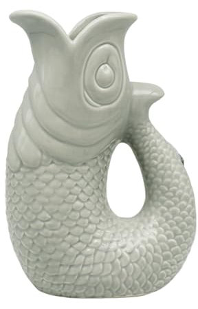 The Leonardo Collection Jarra de pescado verde de 26 cm para cocina y hogar, jarra de cerámica o vidrio para múltiples usos, hermosa jarra de crema o leche para uso diario, también se puede utilizar
