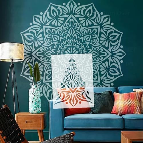 Mandala-Schablonen für Wände, Vorlagen zum Bemalen, wiederverwendbar, Malerei, Dekoration, groß, für Gips für Decke, 90 cm, S549