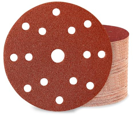 Huopueit 80 Stück Schleifpapier 150mm Klett 15 Loch Schleifscheiben für Rund Exzenterschleifer - je 10x P60 P80 P120 P180 P240 P320 P400 P600