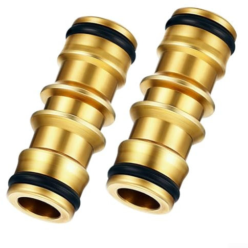 Gdfnmogo 2 connettori per tubi flessibili, in ottone, doppio maschio, connettori per tubo dell'acqua, sistema di irrigazione per prato, raccordi resistenti alle intemperie