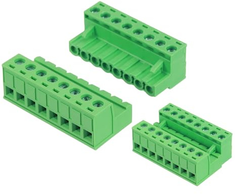 sourcing map 8 Pin 5mm 0.2 Pollici Passo PCB Mount Vite Morsettiera Connettore Maschio Femmina, Verde