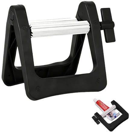 Zahnpasta Quetscher, Tubenausdrücker, Squeezer Zahnpasta, Tubenquetscher für Alle Tube Edelstahl, Metall Tubenausdrücker für Friseursalon Maler 10.5 x 10.5 x 7.7 cm (Schwarz)