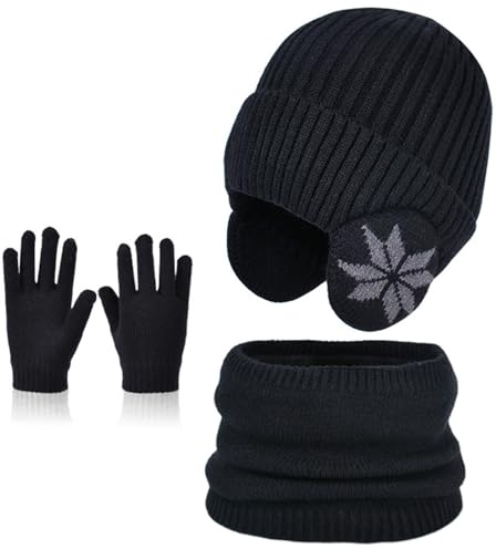 MAZELIKEHOOD Boys Winter Scarf Gloves Hat Set Knit Soft Thick Warm Accessories Sets for Girls for Children 4-10 Years