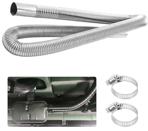 Edelstahl-Auspuffrohr Standheizung 200 cm Abgasschlauch mit zwei Edelstahlklammern für Dieselheizung, Auto und Stromerzeuger,Hitzebeständiger Abgasrohr Schalldämpfer (150CM)