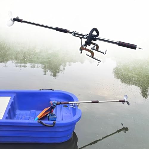 Aussenborder Elektromotor Akku-Bootsmotor für Den Außenbereich, Handbetriebener Propeller für Schwimmreifen für Kajaks, Angelboot-Trolling-Motor mit Handgriff(With Clamp,L-125cm(49 1/4))
