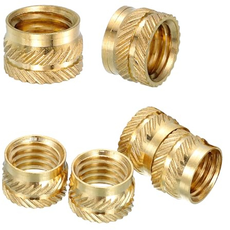 QUARKZMAN 6 Piezas De Insertos Roscados M10 X 8mm L X 12mm OD Puro Latón | Tuercas Estriadas Insertos Roscados, Métrico, Para Termofijación En Componentes De Impresión 3D Y Materiales Plásticos