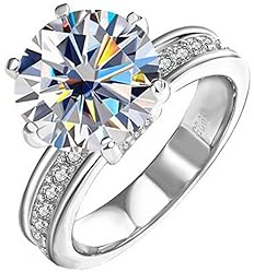 5ct Moissanite bröllopsringar for kvinnor rundskurna D-färg VVS1 diamantring grön/gul/rosa förlovningsringar med certifikat(White,9)