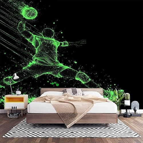 Carta da parati Fotomurale 200x140 cm Tema Sportivo Pallavolo Fotomurali in Tessuto Non Tessuto, Verde Fluorescente Moda Moderne Decorazione da Muro Poster Soggiorno Camera De Letto Sala Ufficio