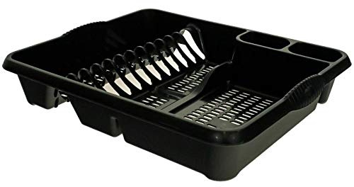 Galleries High Grade Large Plastic Dish Drainer Plate and Cutlery Rack Holder - Mid-night Black (Darkish Grey)