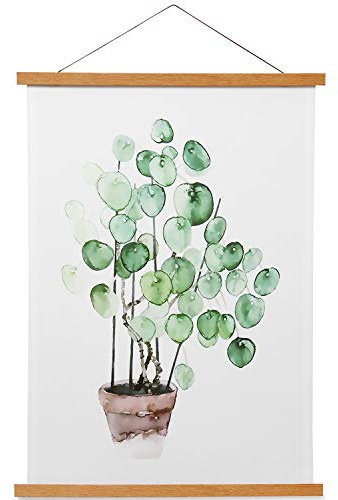 HONKKI Magnetic Poster Hanger Frame, 12 Inch, Teak Wood, Fits 12x16 12x18 12x24 Prints, N52 Magnets, Clean Wall Display for Posters, Maps, Canvas & Diamond Art