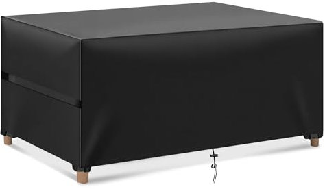 Garden Furniture Covers Waterproof, 180x120x74cm Oxford Fabric Outdoor Sofa Cover Windproof Sunproof with Handle Strap Drawstring Buckle for Garden Sofa, Table and Chair Set (Black, Rectangular)