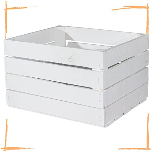 Confezione risparmio vintage in legno bianco cassette per vino, frutta, decorazioni e mobili, 50 x 40 x 30 cm