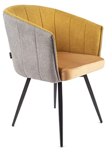 Gold Label Esszimmerstühle Samt | Polsterstuhl mit Metallbeine ​| Küchenstühle | Esstisch Stühle | Schalenstuhl | Drehstuhl Esszimmer | Samt Stuhl mit Armlehne | Palermo