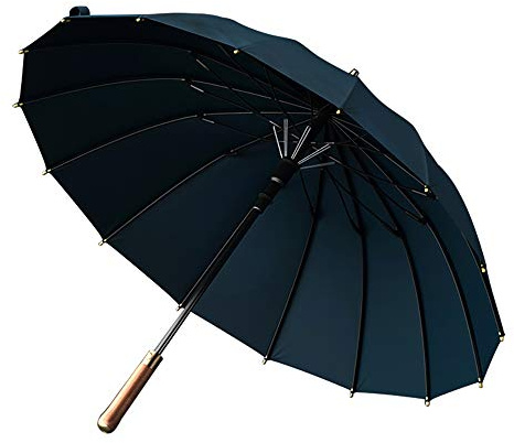 16K Regenschirm Regen Frauen Luxus Holzgriff Langer Regenschirm Herren Business Japanischer Stil Automatischer Regenschirm Winddicht (Grau) (Schwarz) (Marineblau)