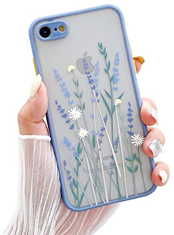 ZTUOK Kompatibel mit iPhone 7/8/SE 2022/SE 2020 Hülle, Blumenmuster Schlankes Design, schützende Harte PC-Rückseite mit weicher stoßfester TPU-Bumper Handyhülle für iPhone 7/8/SE 2/SE 3 (Violett)