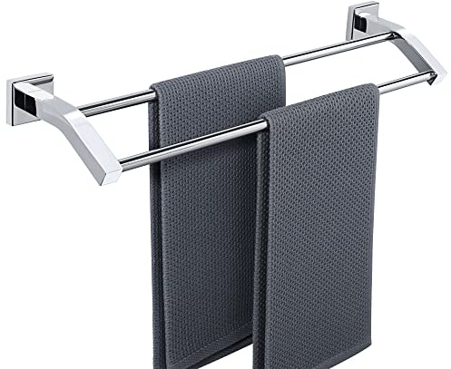 Alise Bad Doppel-Badetuchhalter, Handtuchhalter für Badezimmer, Wandmontage, strapazierfähig, SUS304 Edelstahl, Handtuchstange, poliertes Chrom, 50,8 cm
