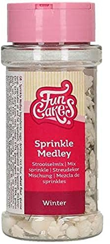 FunCakes Sprinkle Medley Zuckerstreusel, Winter, 50 g | Guter Geschmack, Perfekt zum Dekorieren von Eis, Kuchen, Cupcakes, Cake Pops, Donuts und Kekse, Sprinkle Streusel Mix