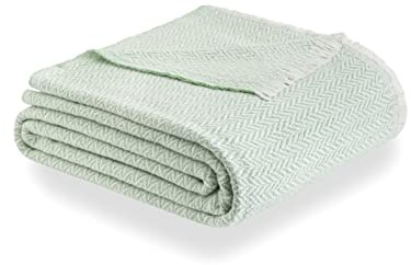 Todocama - Extra mjuk bomullsfilt, fyra årstider, multifunktionellt överkast soffa, pläd för säng, sängfilt, sängöverdrag, sofföverdrag, mintgrön, 230 x 240 cm, PRCMAMSVEMI230X240