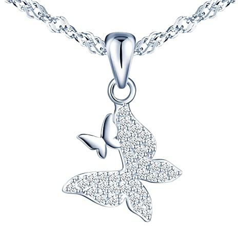 Yumilok Halskette Damen 925 Sterling Silber mit Anhänger Schmetterling Zirkonia Damen Kette für Frauen Mädchen