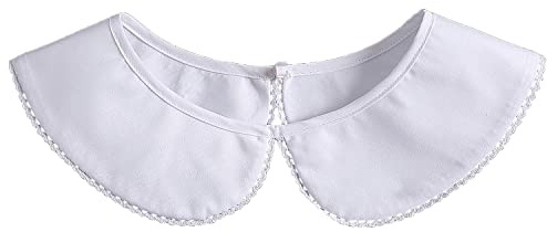 Booluee Fake Collar Detachable Dickey Collar Blouse Half Shirts Doll Collar Peter Pan Faux False Collar for Women Girls 111 White, White, One Size