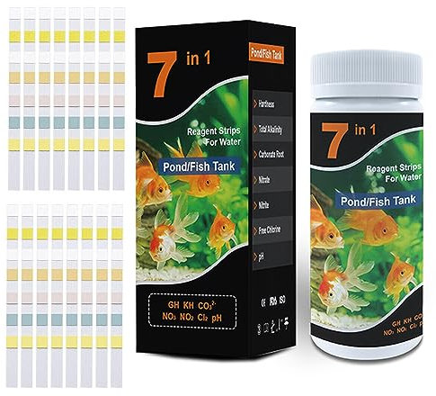 BODYA Teststreifen für Aquarien, pH-Härtegrad, 7-in-1, Aquarium, Teich, Wassertest-Set, 100 Stück