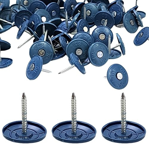 (2000 Pack) Round Plastic Cap Nail 1 Inch Roofing Nails Galvanized Tar Paper Nails for House Wrap Fastening Foam Board Roofing Felt Insulation Film (2000)
