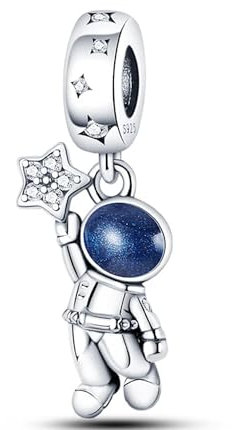 Streetculture Astronaut Kosmonaut Universum Mond Mars Erde Planet Astronomie - Charm 925 Silber Bettelarmband Anhänger Schmuck Sterlingsilber